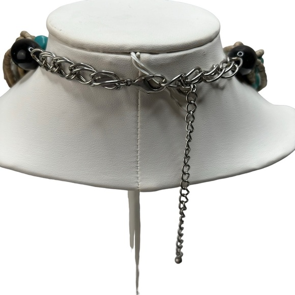 Chico’s Chunky 19” Multi Strand Speckled Turquoise Stones Silver Accents - Picture 13 of 13